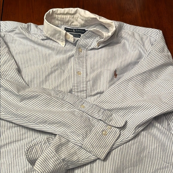 Ralph Lauren 100% Cotton Yarmouth Men's Striped Shirt with contrasting collar 16 - Picture 1 of 5